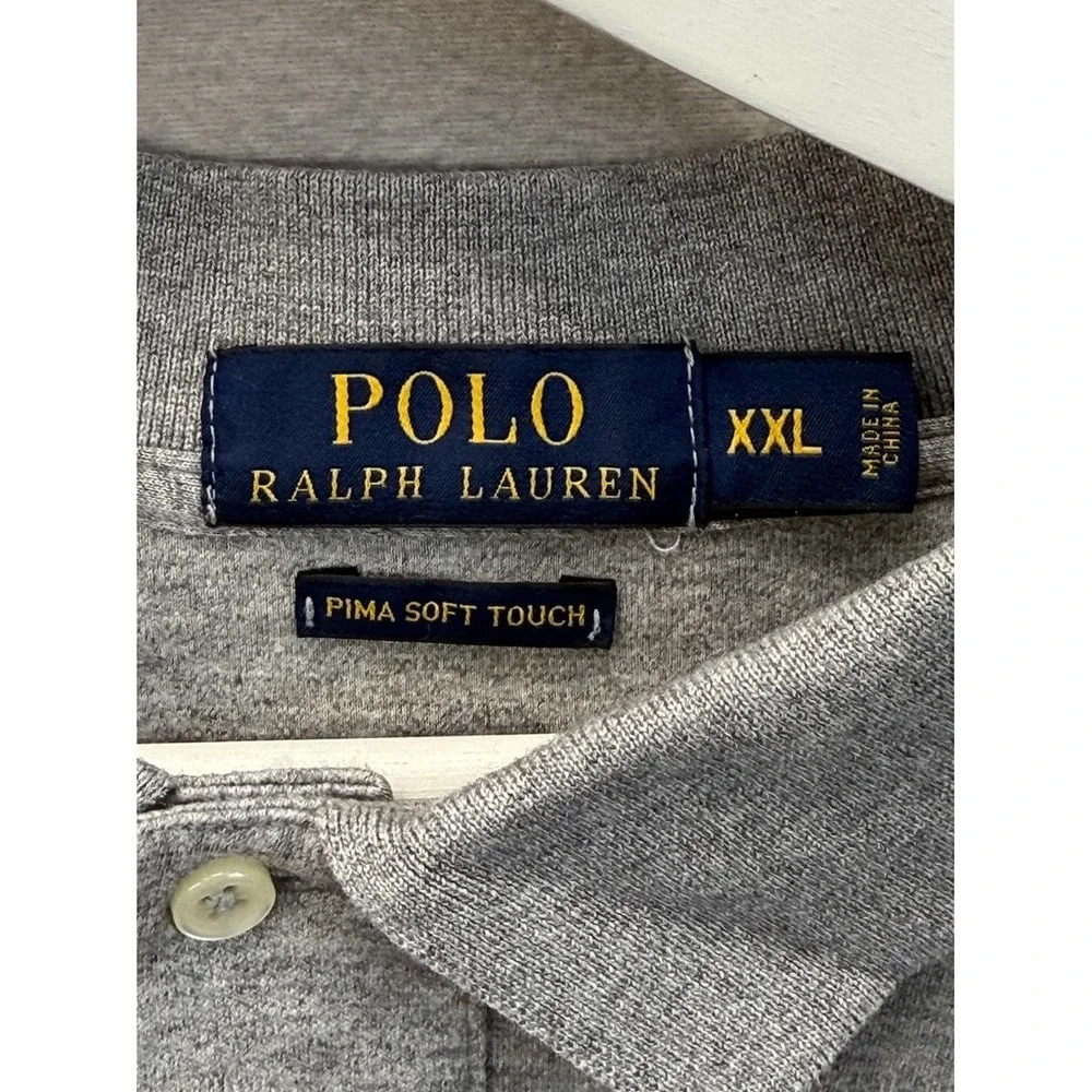 Polo Ralph Lauren Men's 2XL Gray Pima Soft Touch Long Sleeve Polo‎ Shirt